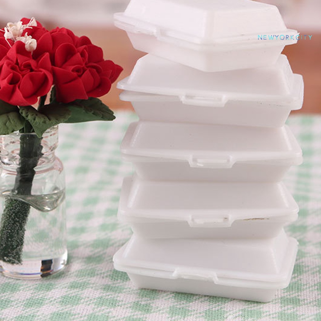 Set 2 Hộp Cơm Trưa Mini Bằng Nhựa Đa Năng Cho Nhà Búp Bê 1/12