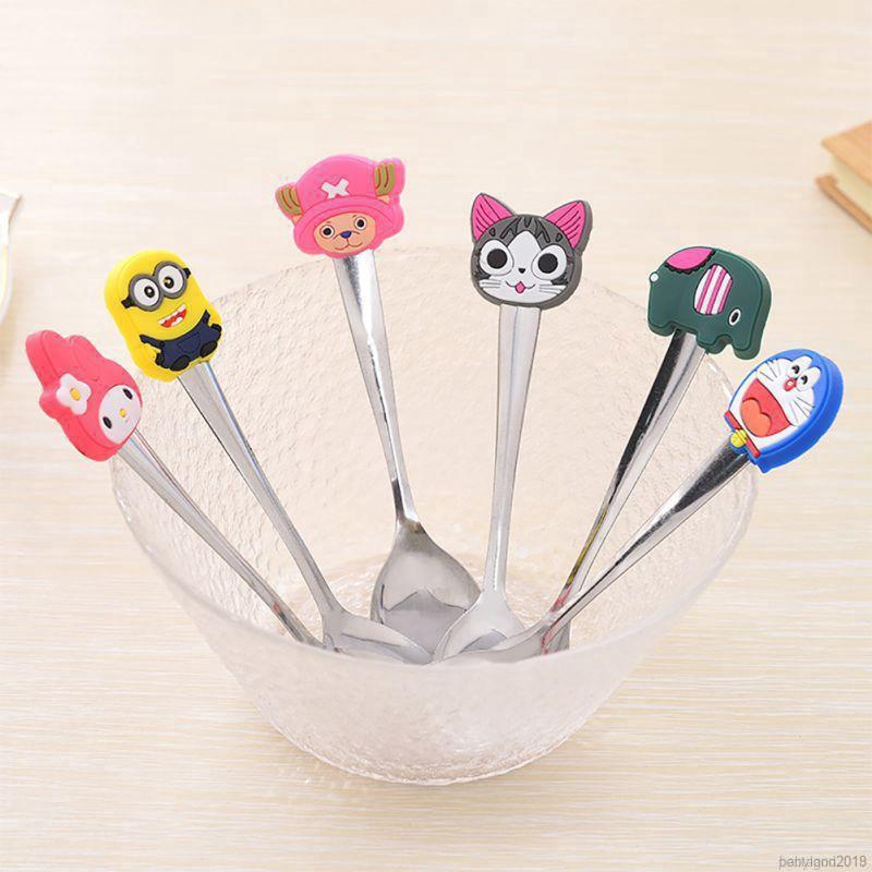 Muỗng Silicone cán dài họa tiết hoạt hình dễ thương cho bé