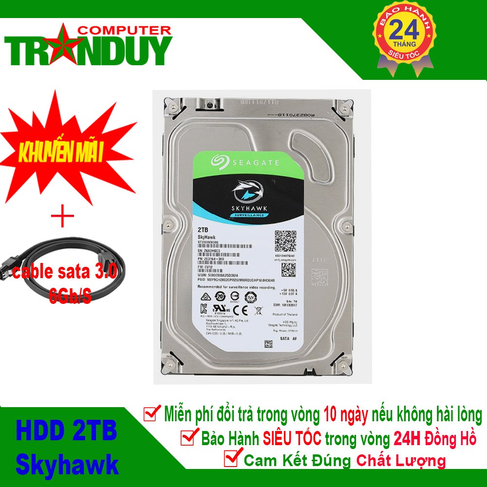 Ổ Cứng Chuyên Camera Seagate SkyHawk 2TB Bảo Hành 24 Tháng | BigBuy360 - bigbuy360.vn