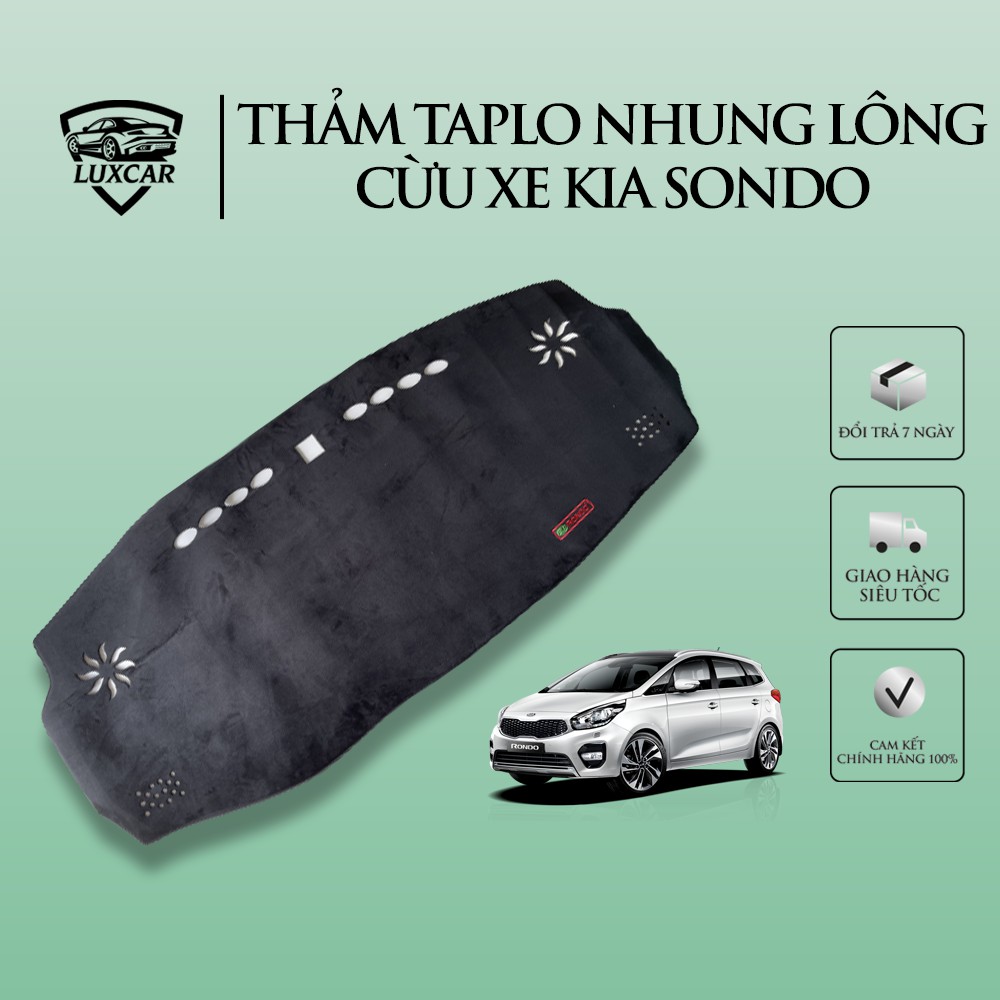 Thảm Taplo Nhung Lông Cừu KIA RONDO - Đế Cao Su Chống Trượt LUXCAR