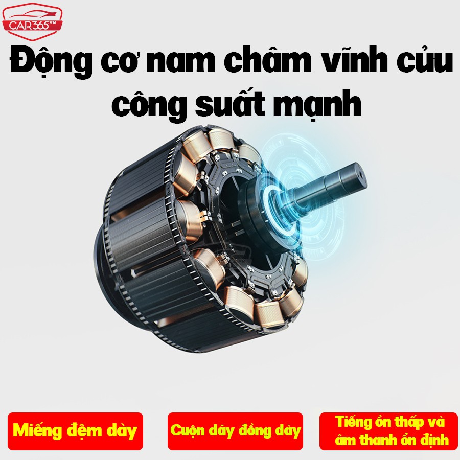 Máy bơm lốp xe ô tô điện tử thông minh tự ngắt CAR365VN cao cấp màn LCD - Thiết kế nhỏ gọn