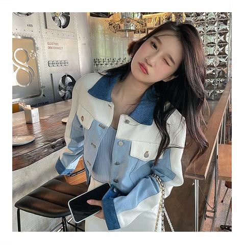 Jiashucheng Áo Khoác Denim Ngắn Dáng Rộng Phong Cách Hàn Quốc Thời Trang Mùa Thu Hàng Mới Dành Cho Bạn Nữ