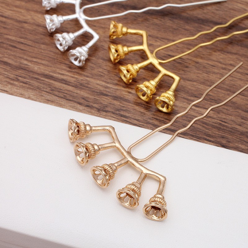 Xương Trâm Chữ U Kèm Nụ Làm Đồ Cổ Trang, Handmade