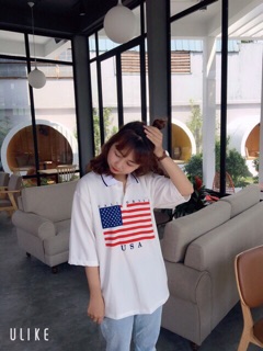 Áo cổ trụ in cờ
