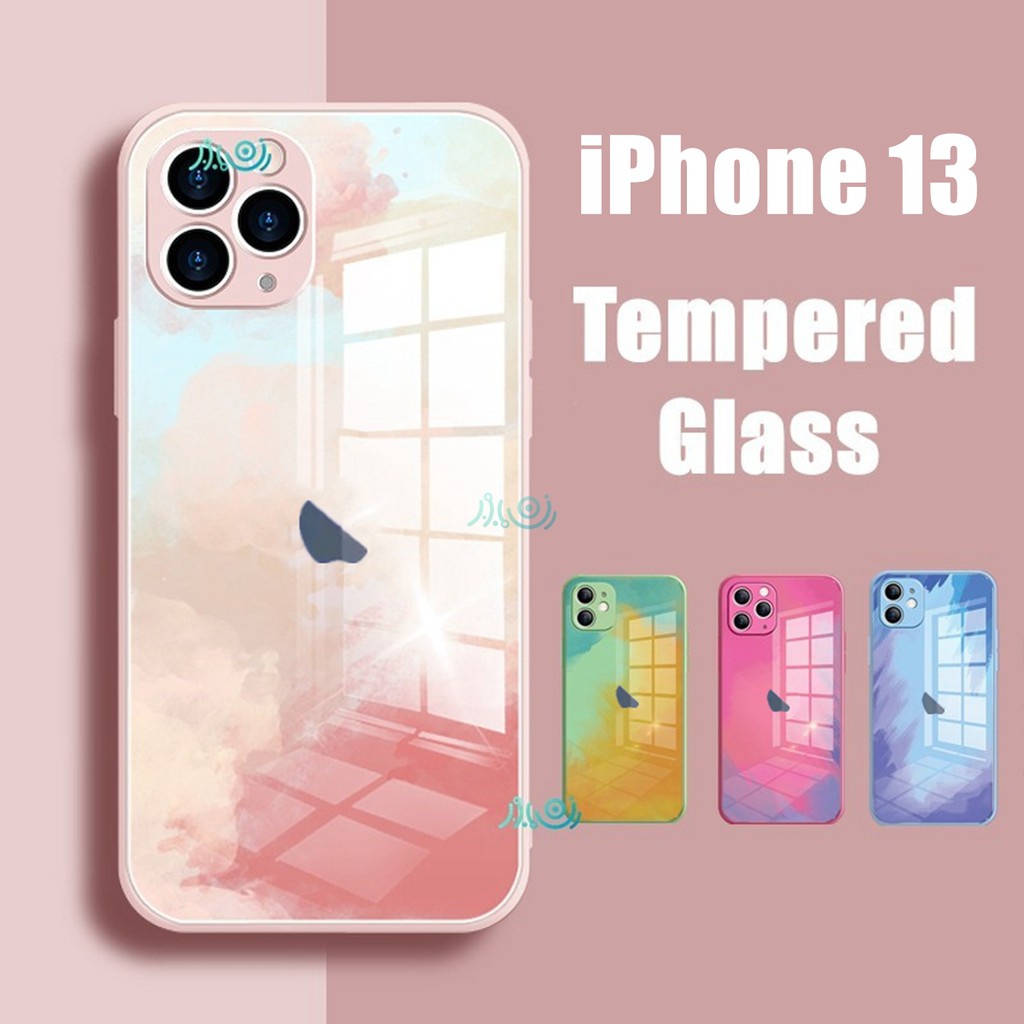 Ốp điện thoại silicone tráng kính cường lực thích hợp cho iPhone 13 pro max 11 12 pro max 13 12 11 pro max