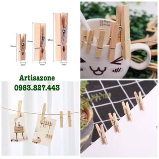 Kẹp gỗ trơn - - set 10 chiếc kèm dây