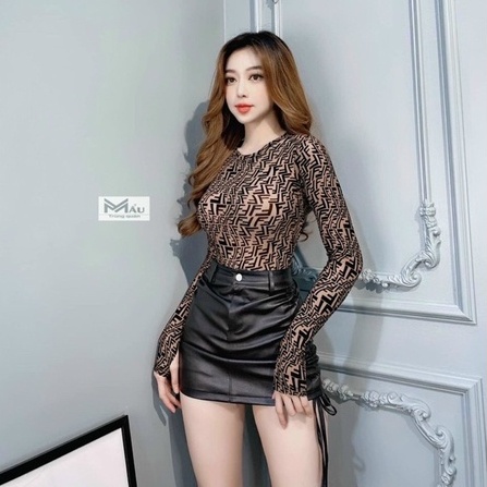 Áo lưới cổ 3P ôm body siêu dãn, Áo kiểu dáng ôm dài tay AK0631 - NhiNhi Shop | BigBuy360 - bigbuy360.vn