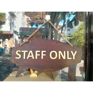 Bảng gỗ dán chữ gỗ 1 mặt nội dung "Staff Only" + kèm dây treo - LUMY Wood Decor