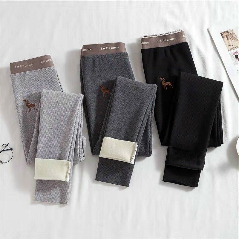 Quần Legging Thời Trang Nữ Quần Gân Lót Nỉ Nhung Thêu Hình Ấm Áp Mùa Đông | BigBuy360 - bigbuy360.vn
