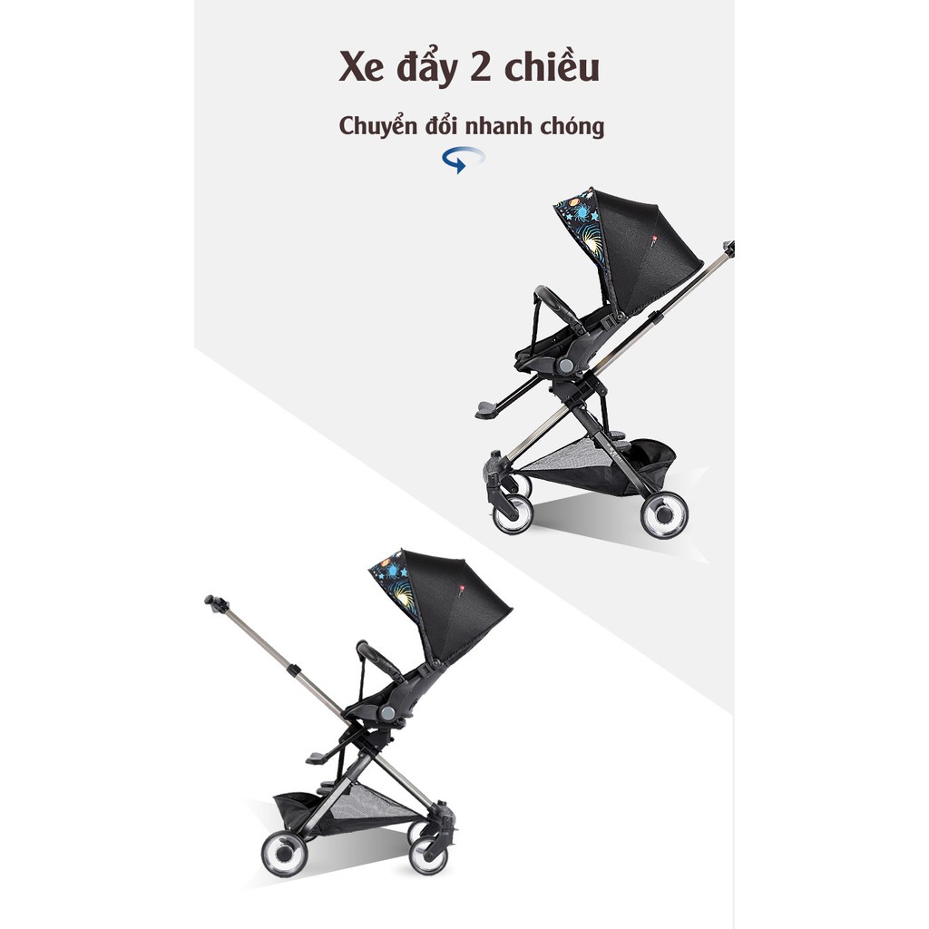 Xe đẩy cho bé du lịch 4 bánh cao cấp YOUBI ( ĐỨC)  2 chiều ngã lưng 2 cấp độ gấp gọn mái che chống năng lớn