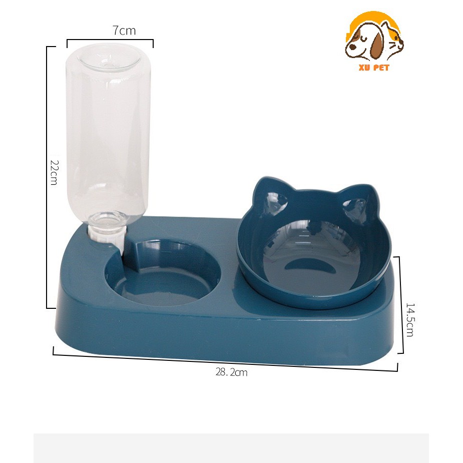 [Mã 252FMCGSALE giảm 8% tối đa 100k đơn 500K] Bát Ăn Đôi Tai Mèo Kèm Bình Nước Dâng Tự Động Cho Chó Mèo