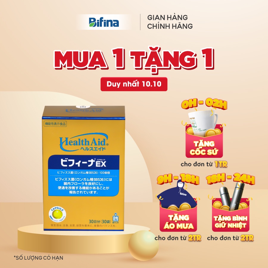 Men vi sinh Bifina Nhật Bản - Nhuận tràng, detox thải độc ruột, Loại EX 30 gói