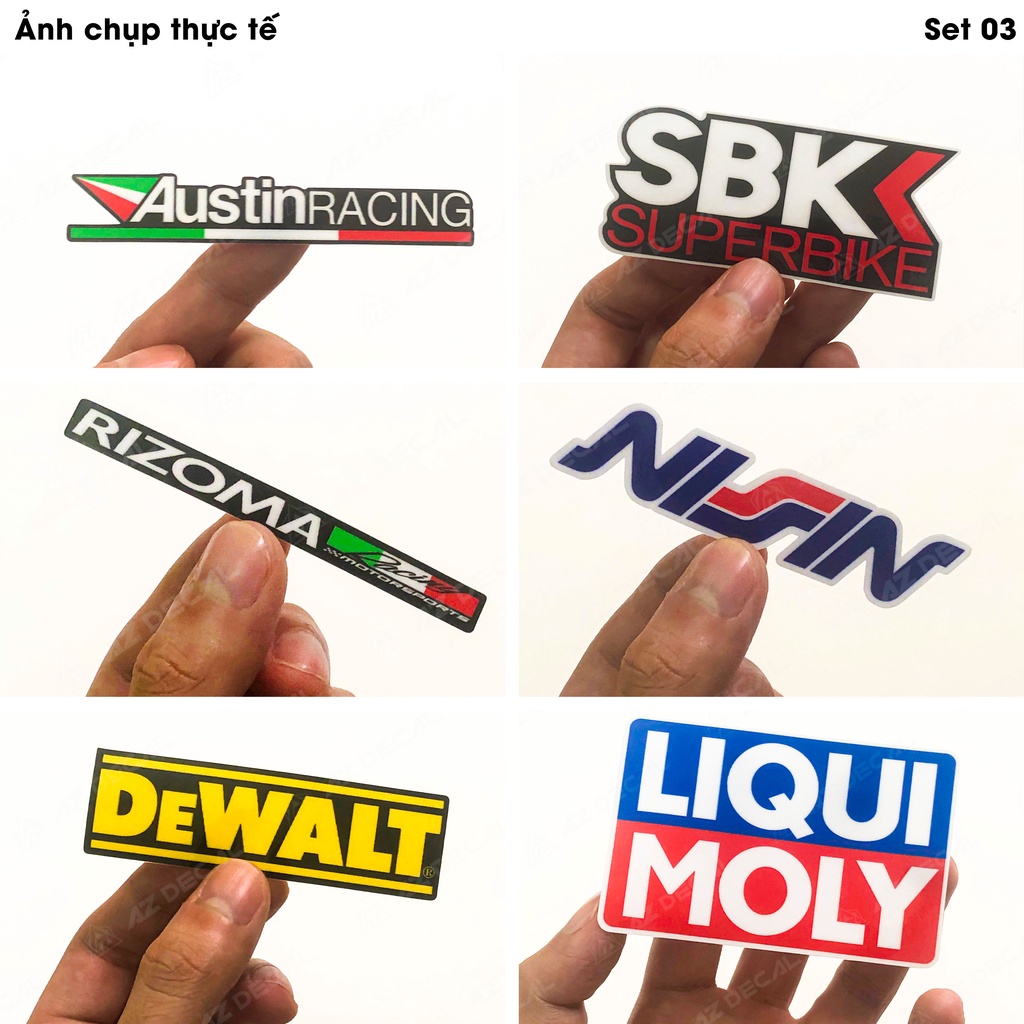 Sticker Hình Logo Liqui Moly, Rizoma, SBK, Nissin, DeWALT, AustinRacing  | LG03 | Tem Dán Xe Máy, Xe Điện, Mũ Bảo Hiểm