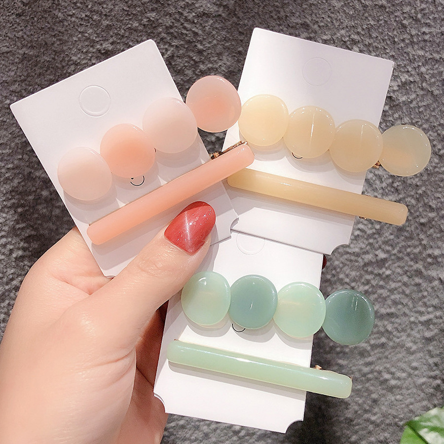 Bộ 2 Kẹp Tóc Thiết Kế Màu Sắc Ngọt Ngào Phong Cách Hàn Quốc