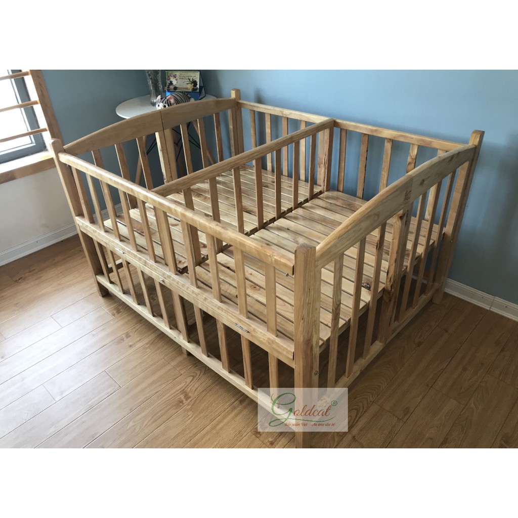 Cũi cho bé - Cũi sinh đôi Goldcat, Combo cũi sinh đôi full phụ kiện cần thiết tặng kèm balo bỉm sữa siêu tiện dụng