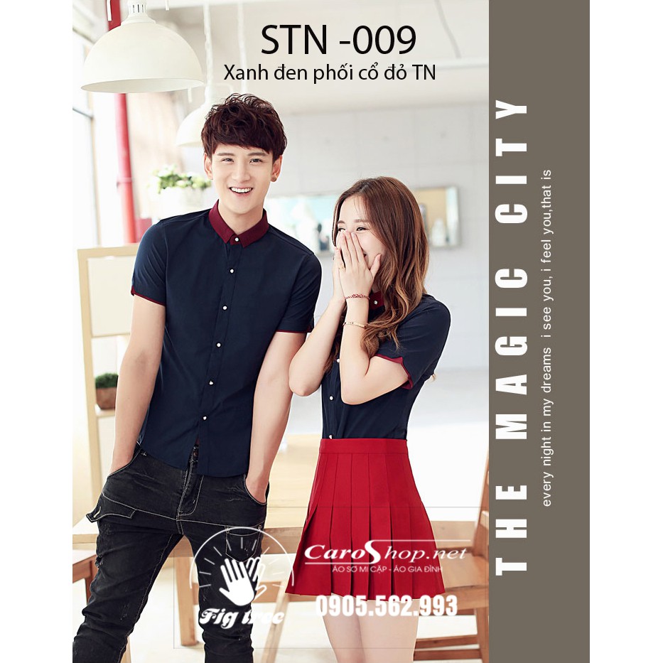 Áo đôi tay ngắn phối xì tin mã STN-010