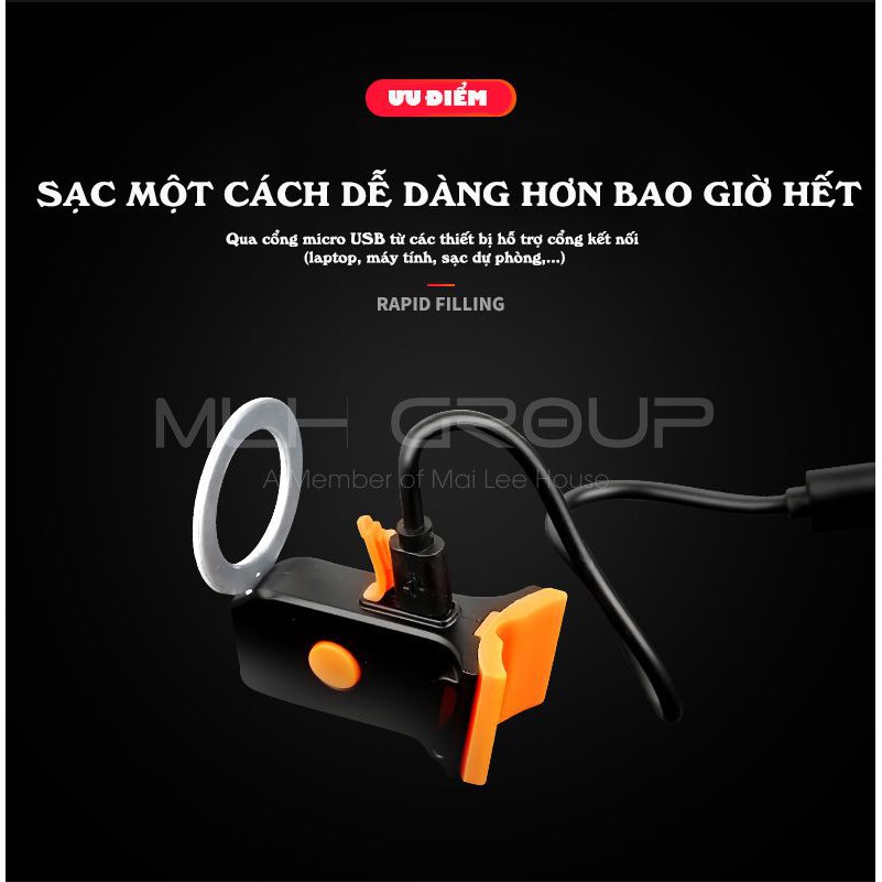 Đèn LED Hậu Gắn Phía Sau Xe Đạp Tròn Chống Nước Sạc USB Với 5 Chế Độ Cảnh Báo An Toàn Đạp Xe Ban Đêm MLH