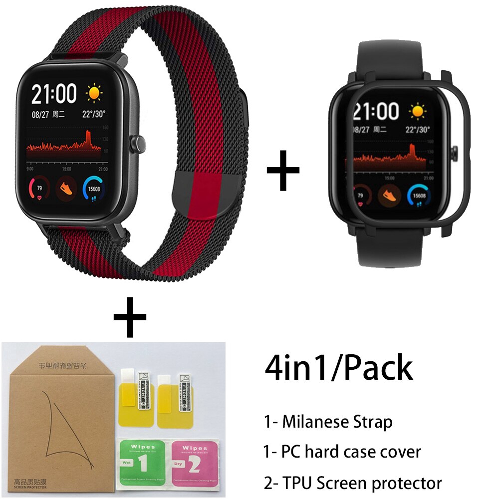 Dây đeo đồng hồ bằng thép không gỉ Milan 4 trong 1 cho for Xiaomi Huami Amazfit GTS