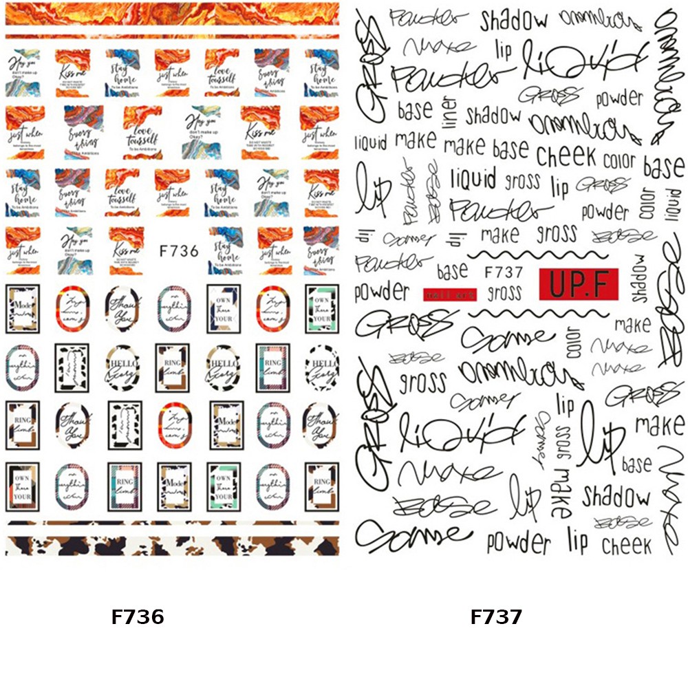 [Hàng mới về] Miếng dán trang trí móng tay họa tiết hoa lá và chữ cái phong cách 3d thủ công độc đáo