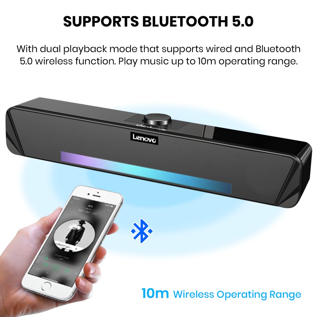 Loa Bluetooth Lenovo TS33-B Kết Nối Không Dây Hoặc Có Dây Cho TV, Máy Tính, Laptop