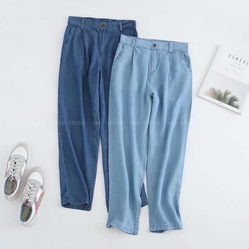 Quần Baggy Bò Giấy 2 màu - Chất bò giấy nhẹ và thoáng mát, lưng chun co giãn