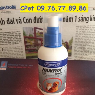 Xịt trị ve ghẻ, bọ chét cho chó mèo - Hantox 100ml