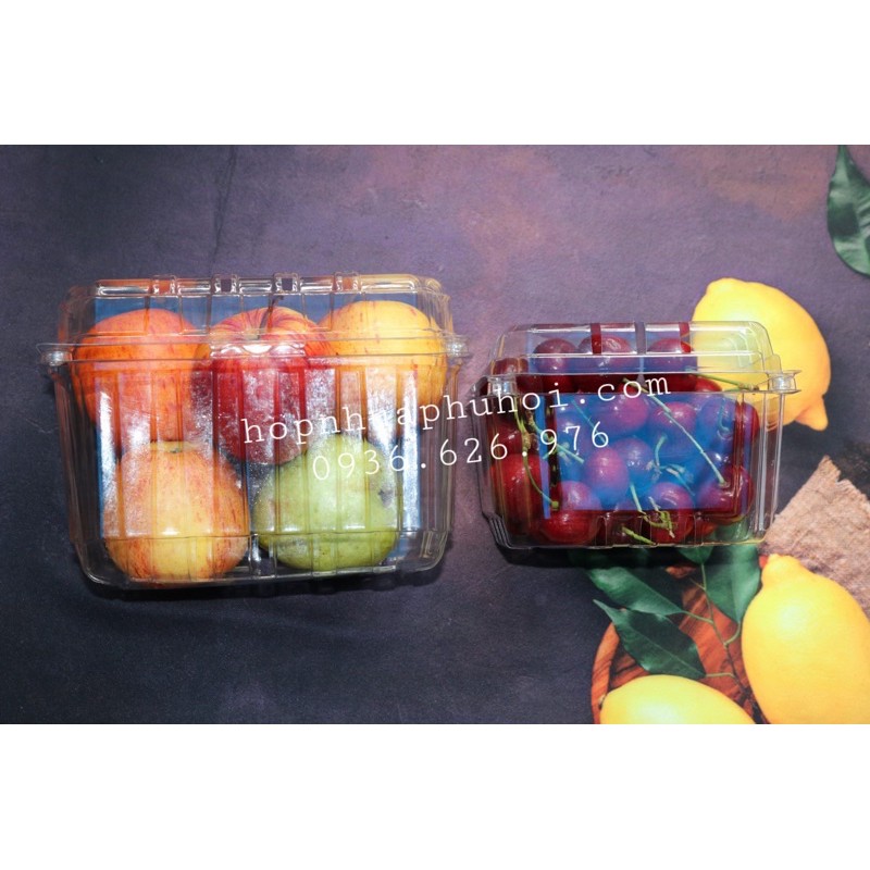 Thùng 330 cái hộp nhựa đựng trái cây 1kg p1000b cherry dâu táo