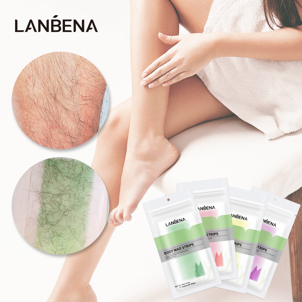 Set 10 giấy sáp tẩy lông LANBENA hai mặt tự nhiên 5x10cm tiện lợi