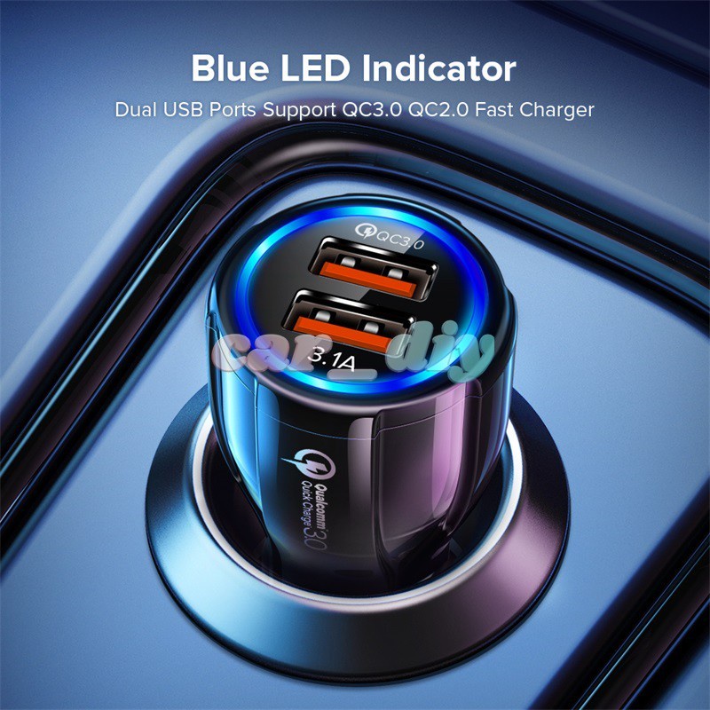 Tẩu Sạc Điện Thoại Nhanh 3.0 2 Cổng USB 3.0 Cho Xe Hơi