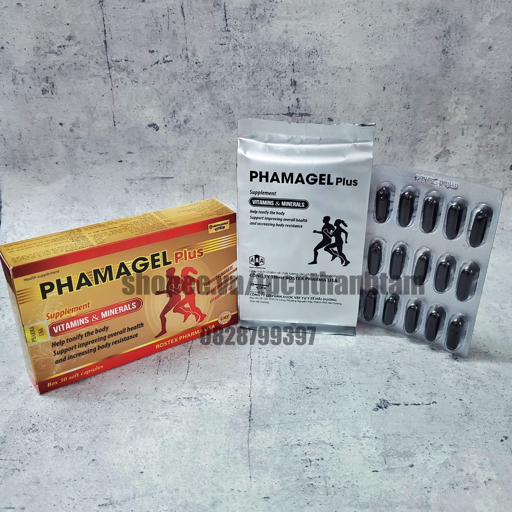 Vitamin tổng hợp PHAMAGEL PLUS bồi bổ cơ thể, tăng cường sức đề kháng - Hộp 30 viên