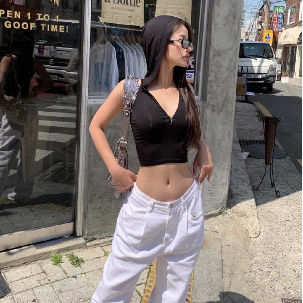 Áo thun ba lỗ basic có mũ phong cách âu mĩ, vải co giãn tốt hottrend 2022