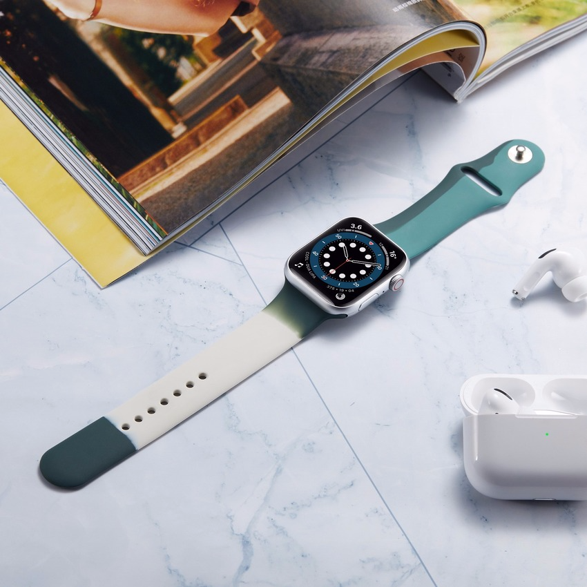 Dây Đeo Silicon Màu Cầu Vồng Cho Đồng Hồ Thông Minh Apple Watch Series 7 6 5 4 3 2 1 SE 2021 45mm 41mm 44mm 40mm 42mm 38mm