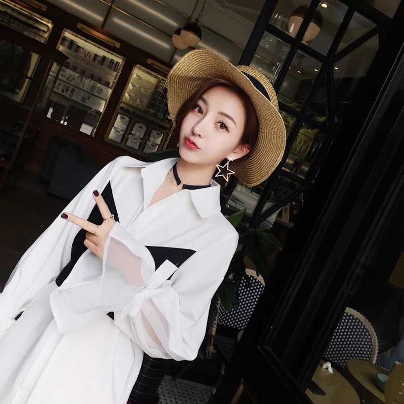 SƠ MI PHỐI DÂY TAY THẮT NƠ XINH SMT1