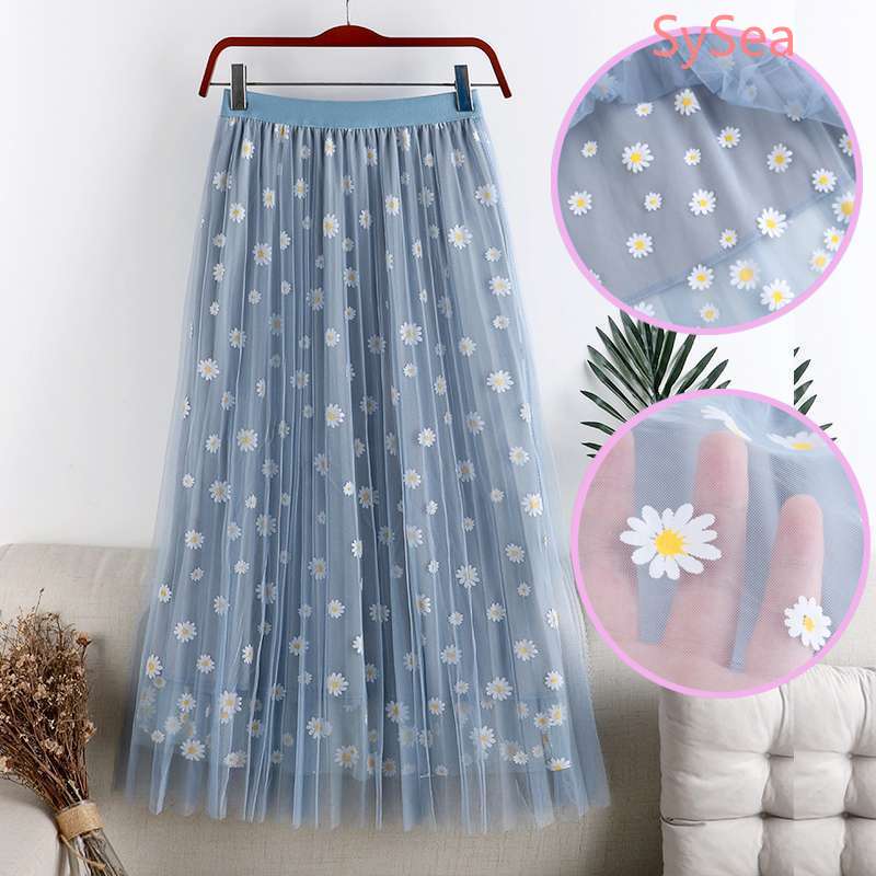 Chân Váy Dài Dáng Chữ A Họa Tiết Hoa Cúc Xinh Xắn Thời Trang Mùa Hè