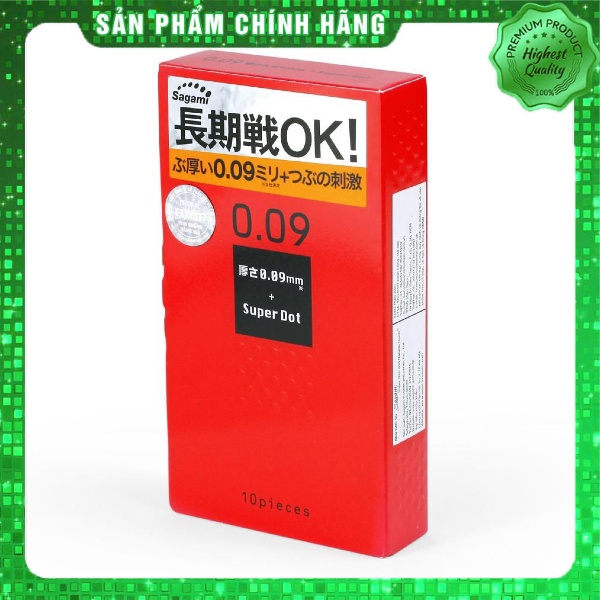 Bao cao su Siêu Gân gai Tăng khoái cảm Sagami 0.09 - bcs Nhật Bản - hộp 10 bao