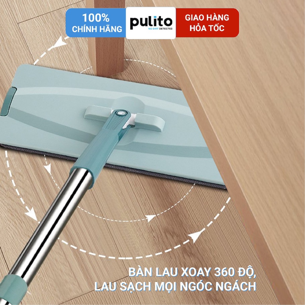 Bộ cây lau nhà tự vắt thông minh Pulito đầu xoay 360 độ tặng thêm 2 bông lau BLN-R