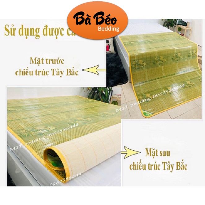 Chiếu Trúc In Hoa Tây Bắc, Chiếu Trúc Cao Bằng In Hoa Xanh, Chiếu Tre, Chiếu Trúc Thanh In Hoa Tây Bắc 180x200cm