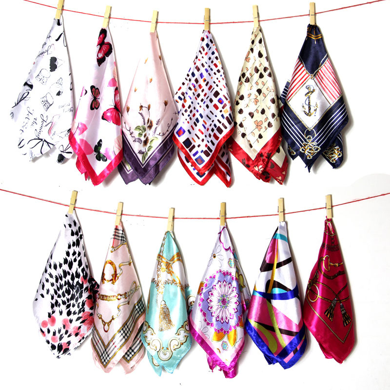 Silk scarf women's imitation silk versatile professional small square scarf