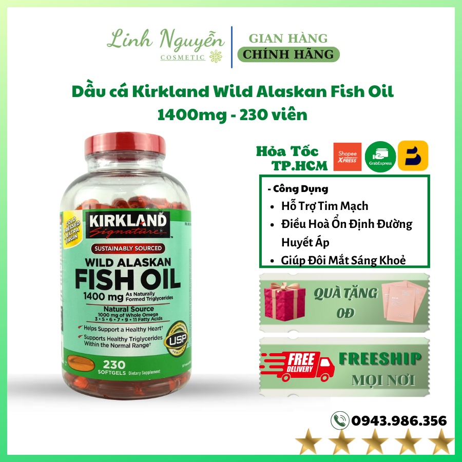 Dầu cá Kirkland Wild Alaskan Fish Oil 1400mg - 230 viên
