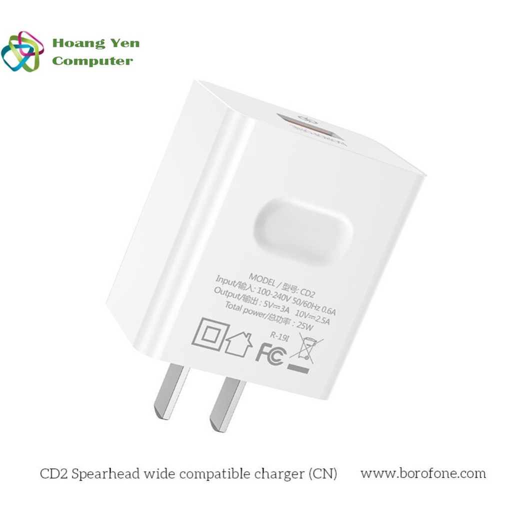 Cốc Sạc Nhanh Borofone CD2 25W Sạc Nhanh QC3.0 VOOC - BH 1 Năm Chính Hãng
