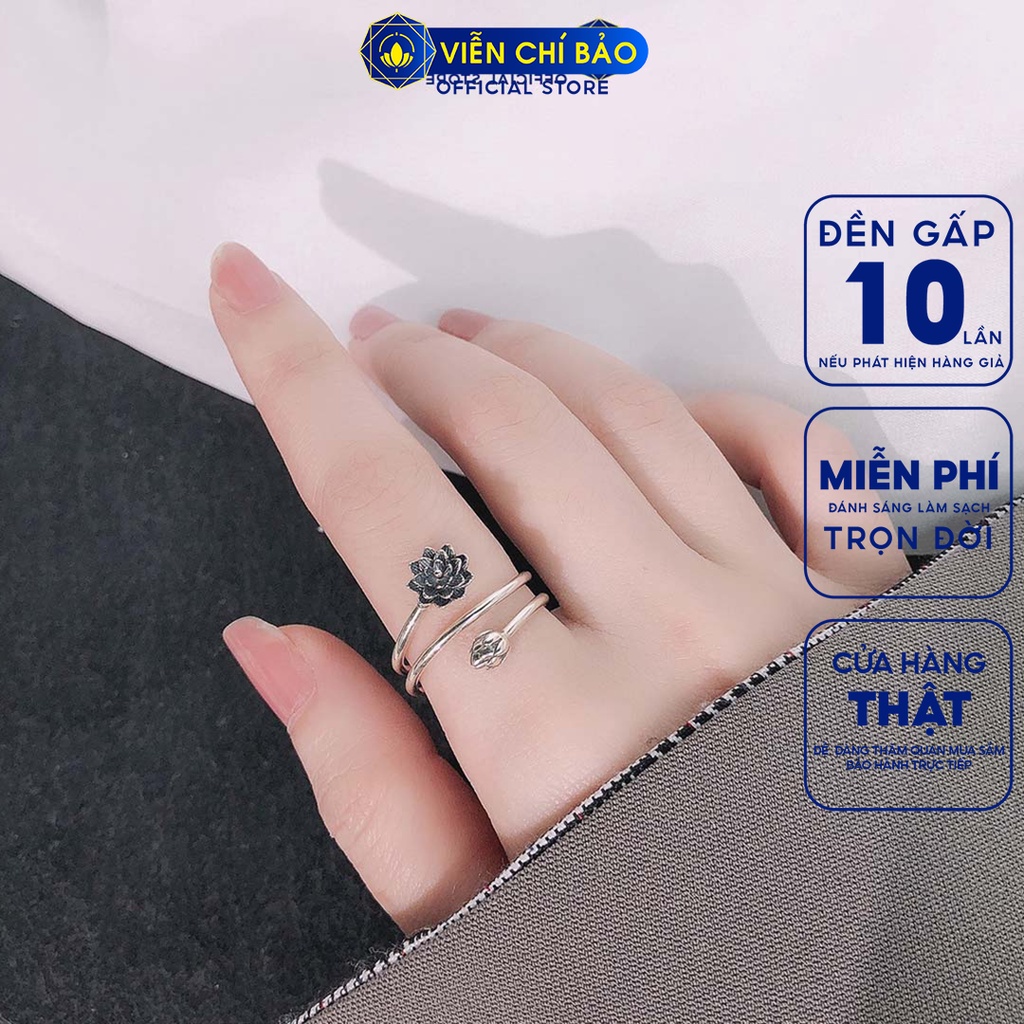 Nhẫn bạc nữ Hoa sen cuộn chất liệu bạc Thái S925 thời trang phụ kiện trang sức nữ Viễn Chí Bảo N000472