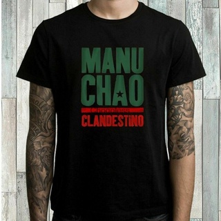 Áo thun đen in Logo Manu Chao Clandestino thời trang cho nam