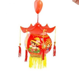 đèn lồng trung thu đình 2 mái dùng pin có đèn nhạc thiếu nhi