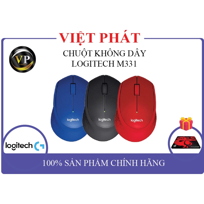 CHUỘT KHÔNG DÂY LOGITECH M331 CHÍNH HÃNG (DÙNG CHO LAPTOP + MÁY TÍNH BÀN+SMART TIVI) + KM TẤM LÓT CHUỘT