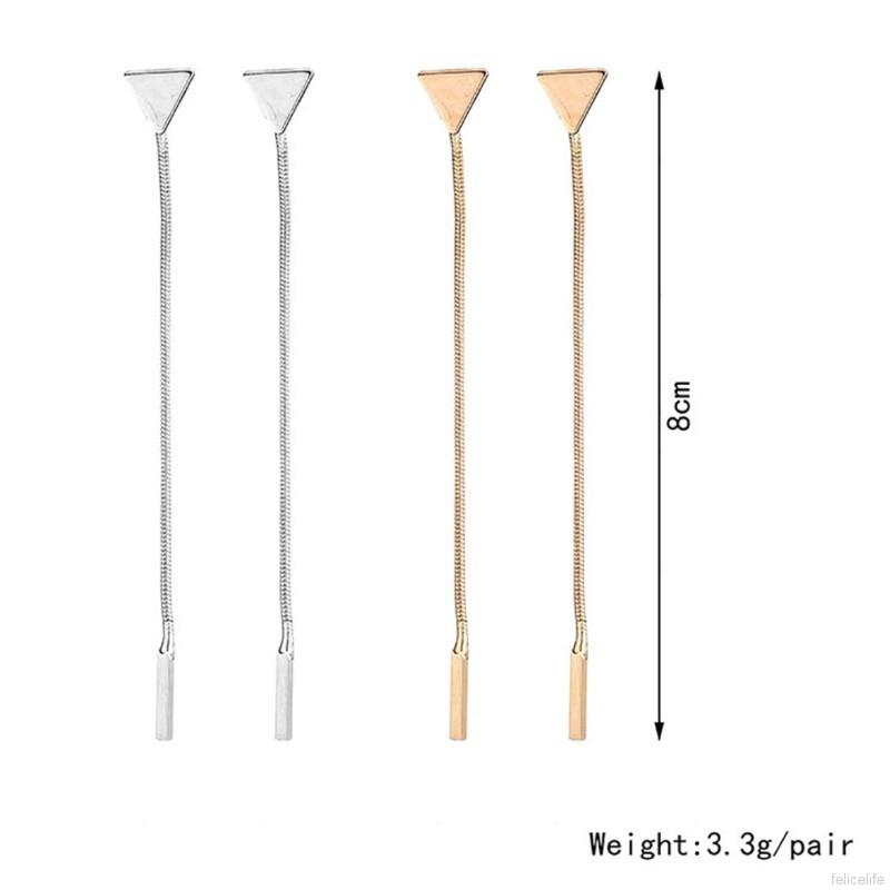Bông tai hình tam giác kiểu dây dài bằng hợp kim cho nữ