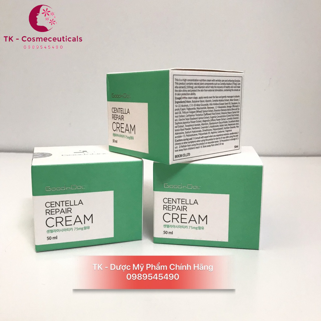 Kem Dưỡng Trắng Da Rau Má GOODNDOC CENTELLA REPAIR CREAM - 50ml