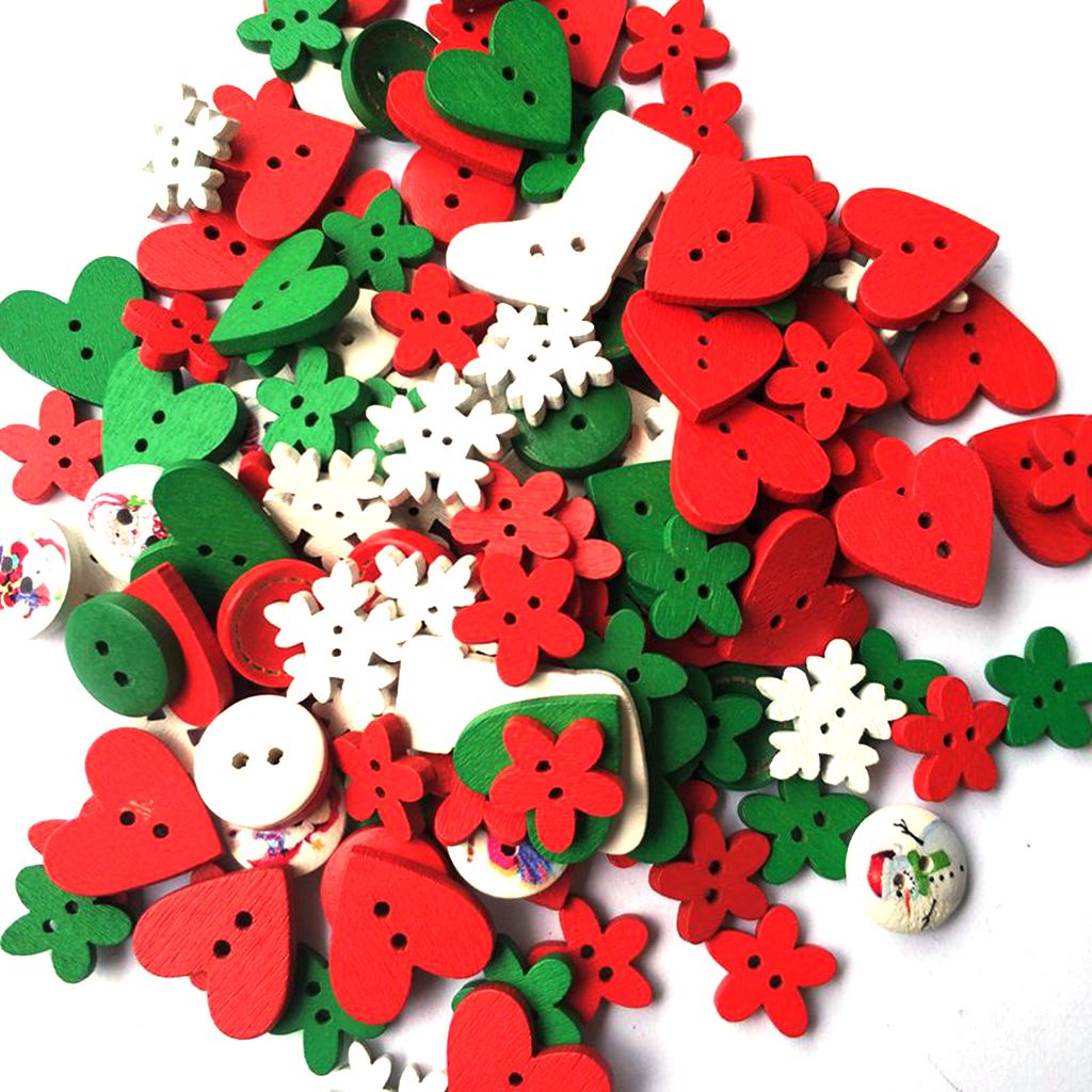 Bộ 50 Nút Gỗ Nhiều Màu Dễ Thương Dùng Trang Trí Sổ Tay Diy