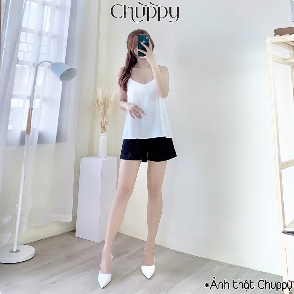 Áo 2 dây đũi lụa CHUPPY form rộng - 2S03