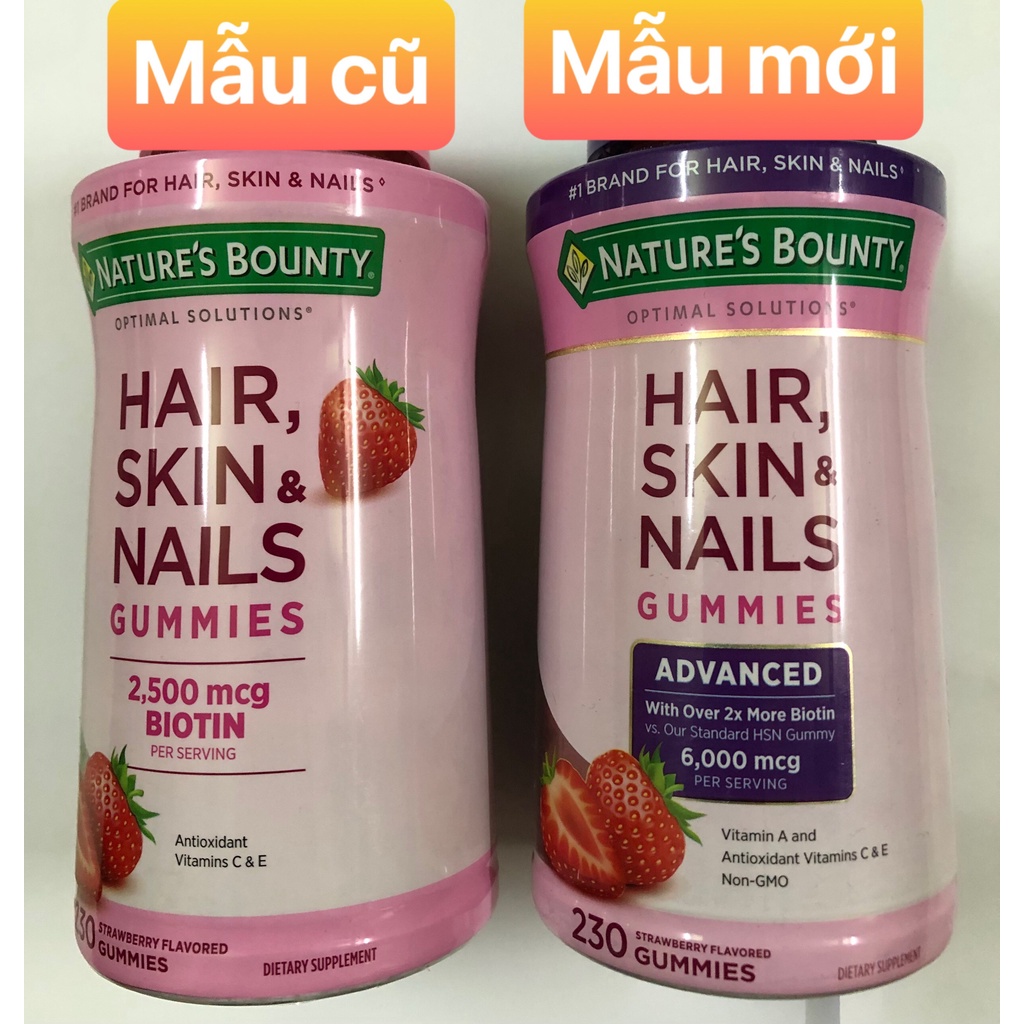 Kẹo Hair Skin Nail Gummies 230 Viên - Dạng kẹo cho da, tóc, móng