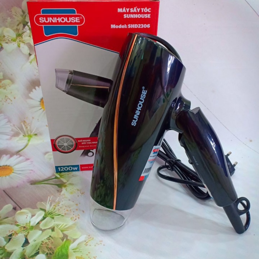 Máy Sấy Tóc SUNHOUSE SHD2306 Đen - Máy Sấy Tóc 3 Chế Độ ,Bảo Vệ Tóc Khỏi Hư Tổn - Hàng Chính Hãng